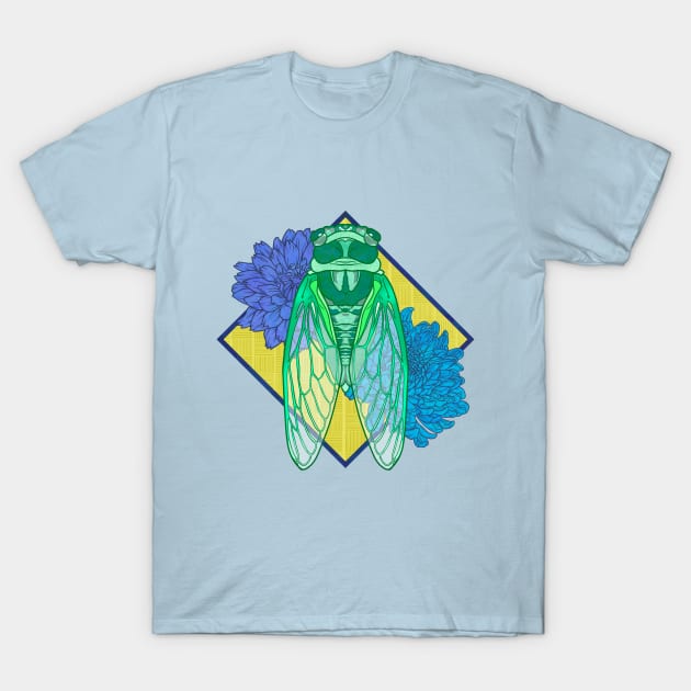 Colorful Cicada T-Shirt by RiaoraCreations